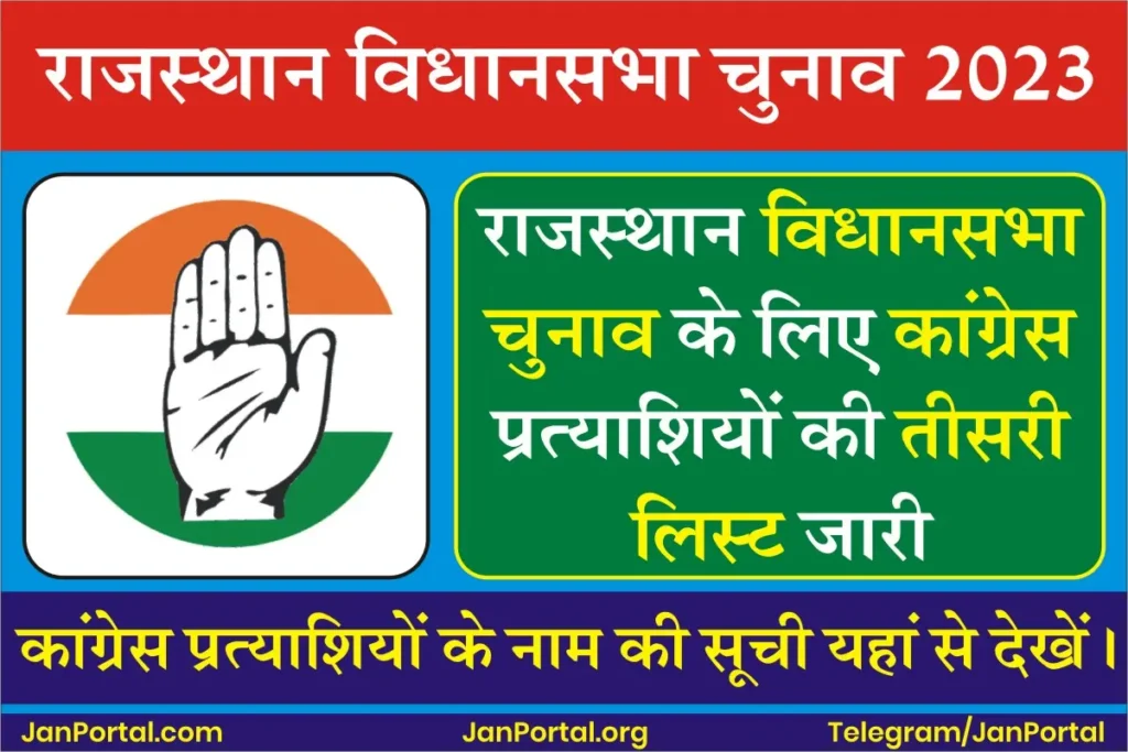 Rajasthan Congress Candidate 3rd List